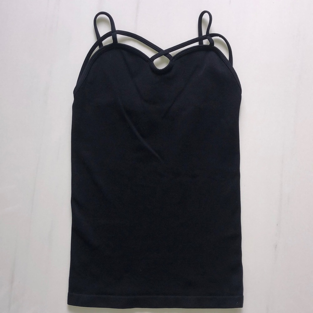 Black Cotton Lycra Sweetheart Neckline Tank